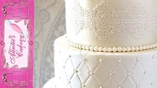 Quilted Lace Wedding Cake Updated Video httpsyoutubefXuEw74TM [upl. by Jules23]