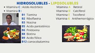 VITAMINAS HIDROSOLUBLES Y LIPOSOLUBLES [upl. by Ehsrop]