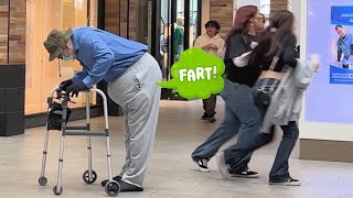 Fat Grandpa Farts On Girls at The Mall Farts Make Them Run [upl. by Efthim]