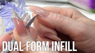 How to do an Infill Using Dual Forms and Acrylic  Nail Tutorial [upl. by Neerihs]