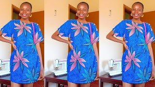 How To Cut and Sew DIY Easy Ankara Kimono Dress in just 30 minutes For Beginners  Free Hand Method [upl. by Weir]