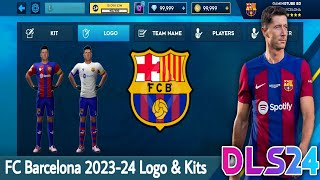 FC Barcelona 202324 Logo amp Kits  DLS 24 [upl. by Semmes491]