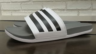 ADIDAS ADILETTE COMFORT SLIDE CLOSER LOOK ADIDAS SLIDES SANDAL SANDALS SHOES SHOPPING [upl. by Durrace]