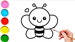 Beautiful Honey Bee Drawing Painting amp Coloring For Kids and Toddlers Kids Art [upl. by Mechling379]