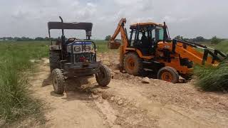 new JCB 3DX extra BS4 backhoe machine and Swaraj tripping over loading video 📷viralvideo trending [upl. by Nnylyram314]