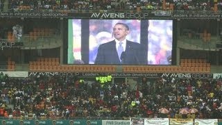 Barack Obama prend la vedette de lhommage planétaire à Mandela [upl. by Ixela]