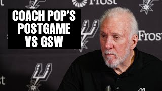 Coach Pop Postgame Press Conference vs Warriors  392024 [upl. by Eph]