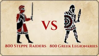 ROME II Total War  800 Steppe Raiders VS 800 Greek Legionaries [upl. by Llennoc48]