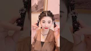 Quick and easy girls hairstyle 💙✂️ Short hair style amplong hair style shorts tutorial tiktok [upl. by Notlrac]