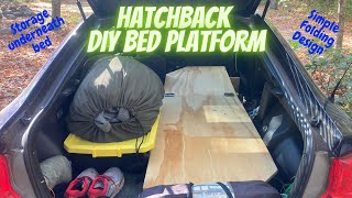 DIY Bed Platform  CAR CAMPER Hatchback [upl. by Nommad]