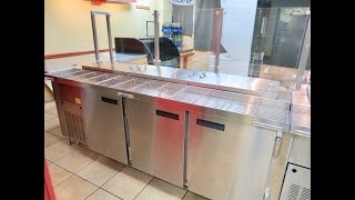 Wasserstrom 86quot Custom Three Door Refrigerated Pizza Prep Makeline [upl. by Rehptsirhc85]