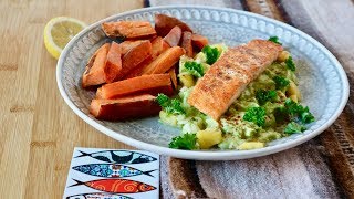 Lachs mit Avocado Dip und Süßkartoffeln [upl. by Kina840]