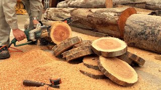 Professional And Creative Woodworking  Create A Unique Table From Wood Slices Of Large Tree Trunks [upl. by Vaas]