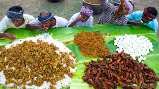 VILLAGE MARRIAGE FOOD  Mutton Curry  Fish Fry  Boiled Egg Raththa Poriyal  Village Function Food [upl. by Ydnamron]