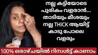 വളരെ പെട്ടന്ന് Thick Eyebrow വളരാൻ താടിയും മീശയും കട്ടിക്ക് വളരുന്നത് കാണാം 😊eyebrowgrowth [upl. by Ocirema]