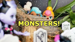 LOL SURPRISE DOLLS Visit Creepy Graveyard And Lol Dolls Gets Bitten By A MONSTER [upl. by Obmar]