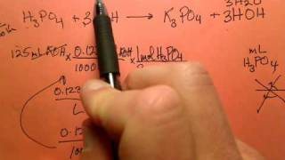 How many mL of a 0345M phosphoric acid solution are required to neutralize 125 mL of a 0123M KOH solution [upl. by Refinneg]