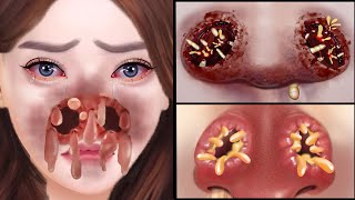 ASMR Animation Remove Maggot From Nose  Severely Injured Animation  Universe ASMR [upl. by Elephus]