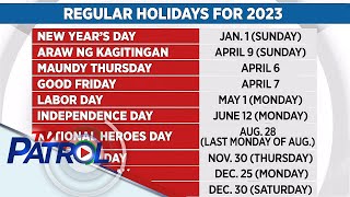 Listahan ng 2023 holidays inilabas ng Malacañang  TV Patrol [upl. by Fontana]