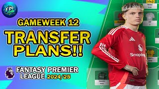 FPL GAMEWEEK 12 TRANSFER PLANS  TEAM SELECTION  Fantasy Premier League 202425 [upl. by Alix752]