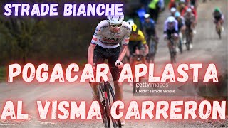 RESUMEN STRADE BIANCHE 2024POGACAR ARRASA ATAQUE 80 KILOMETROS [upl. by Junius]