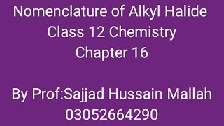 Nomenclature of alkyl halides class 12 chemistry chapter 16 in sindhi [upl. by Atilehs]