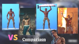 Fortnite  Travis Scott  Rage  Head Banger EmotesDances In Real Life Comparison [upl. by Nnayecats]