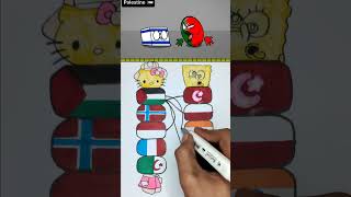 Palestine 🇵🇸 VS Israel 🇮🇱 support countries flag drawing trending drawing countryballs shorts [upl. by Reggis]