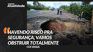 Buraco na freeway causa transtornos CCR ViaSul explica a situação  Atualidade [upl. by Dercy]