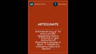 Artesunate Antimalarial drug for severe malaria 💊🦟⚡ nursing drug Artesunate antimalarial [upl. by Haduj]