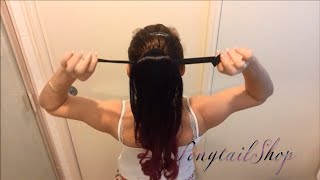 How to Attach a Ribbon Tie Ponytail Hair Extension [upl. by Ardnod]