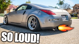 THE BEST SOUNDING 350Z EXHAUST INSTALL LOUD [upl. by Maillliw]