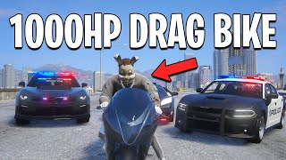 Running From Cops with 1000HP Drag Bike in GTA 5 RP [upl. by Oxford]