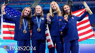 Team USA CLOSES swimming at the Paris Olympics with a worldrecord women’s 4x100 medley  NBC Sports [upl. by Georges900]