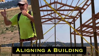 Aligning a Building ratchet straps Before sheathing a pole barn [upl. by Cecil430]