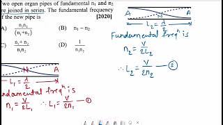 24 Two open organ pipes of fundamental n1 and n2 are joined in series The fundamental frequency of [upl. by Oelc]