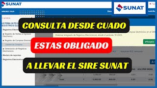 Consulta desde cuando estás obligado a llevar el Sistema SIRE  SUNAT [upl. by Zurn]