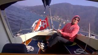 Motorsailer LM 24  sailing Lake of Lugano Switzerland [upl. by Raskind460]