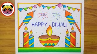 Diwali Drawing  Happy Diwali Drawing  Diwali Festival Drawing  Diwali Diya Drawing Easy  Diwali [upl. by Helli165]