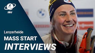 World Cup 2324 Lenzerheide Women Mass Start Interviews [upl. by Aehsat289]