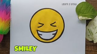 SMILEY Drawing 😆 Easy Drawing amp Colouring for Kids Toddlers Preschoolers using Simple Shapes [upl. by Arraet25]