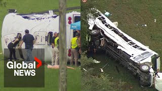 Florida bus crash At least 8 migrant workers dead 45 injured in sideswipe collision [upl. by Decrem202]