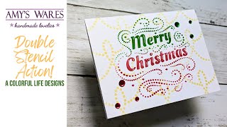 SINGLE LAYER double stencil action Easy to Batch Christmas Card NEW STENCILS amp BLING [upl. by Mehs]