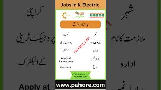 Project Trainee Jobs in K electric [upl. by Gertruda]