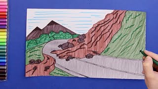 How to draw landslide  soil erosion [upl. by Aziaf]