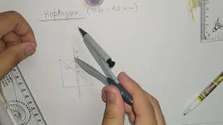 Drawing a heptagon in Engineering Drawing  BTech  Engineering Drawing for 1 st year [upl. by Akihc]