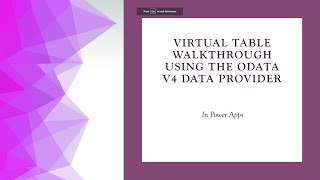 Virtual table Create using the OData v4 Data Provider [upl. by Brownson]