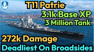 T11 Patrie is a Real Super Battleship Monster with Fast Firing 431 mm Guns  World of Warships [upl. by Odnalo175]