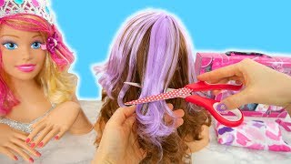 Barbie Styling Head MakeoverHaircut Sparkle Haare schneiden Coupe de cheveux Potongan rambut boneka [upl. by Anyar]