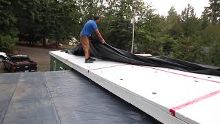 Halloween Update Installing EPDM Roofing Membrane on the Old Single Wide Mobile Home Build [upl. by Amorete531]